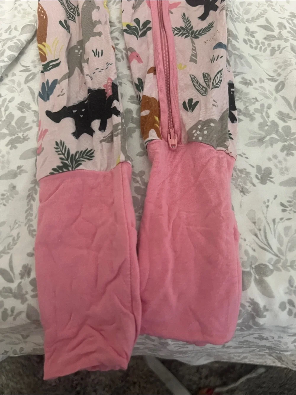 Little Sleepies Pink Dinosaur Print Zippered Pajama